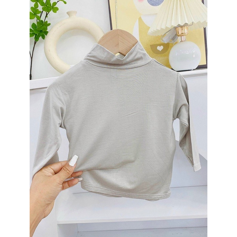 Áo Giữ Nhiệt Cao Cổ Cao 3 Phân Trơn Chất Thun Lạnh Cho Bé 18-35kg  Trang Xô Kids