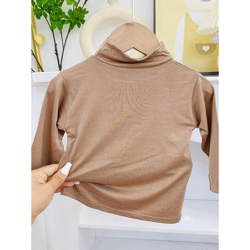 Áo Giữ Nhiệt Cao Cổ Cao 3 Phân Trơn Chất Thun Lạnh Cho Bé 18-35kg  Trang Xô Kids