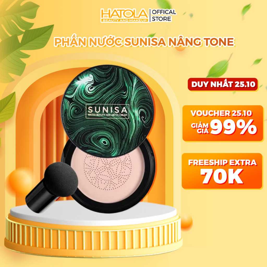 Phấn nước cushion Hatola Sunisa che khuyết điểm lớp nền mịn tự nhiên tặng kèm cọ bông tán kem nền cao cấp