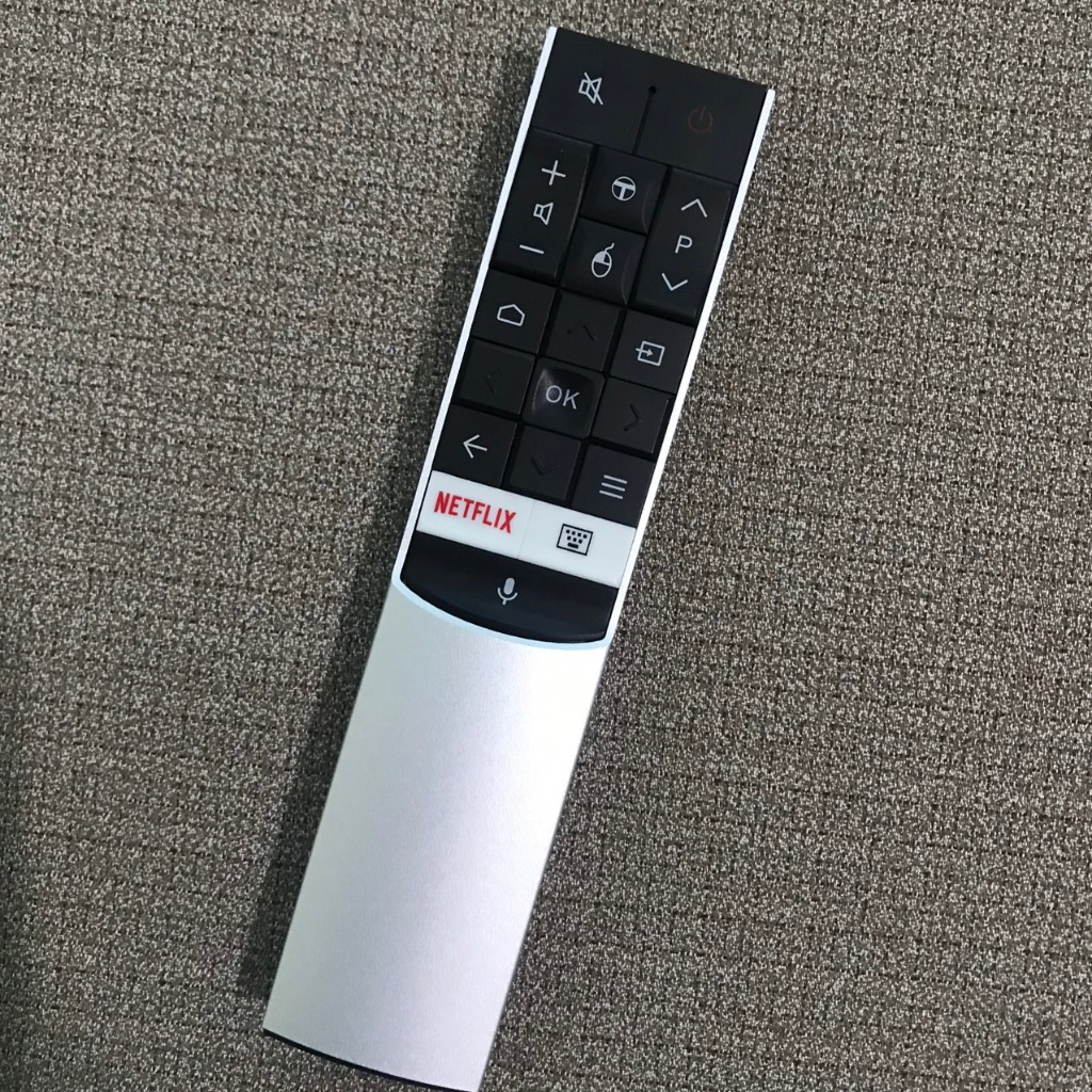 Điều khiển tivi tcl có giọng nói dòng vỏ nhôm trắng bán phím đen,Remote điều khiển tivi TCL có giọng nói hàng chính hãng