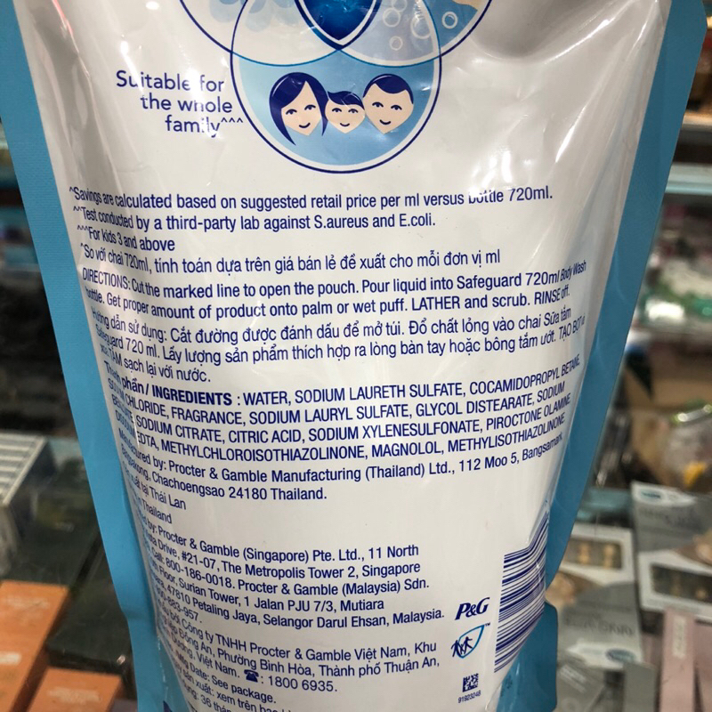 SỮA TẮM SAFEGUARD SẠCH 99,9% VI KHUẨN & DỊU NHẸ CHO DA TÚI 620ML