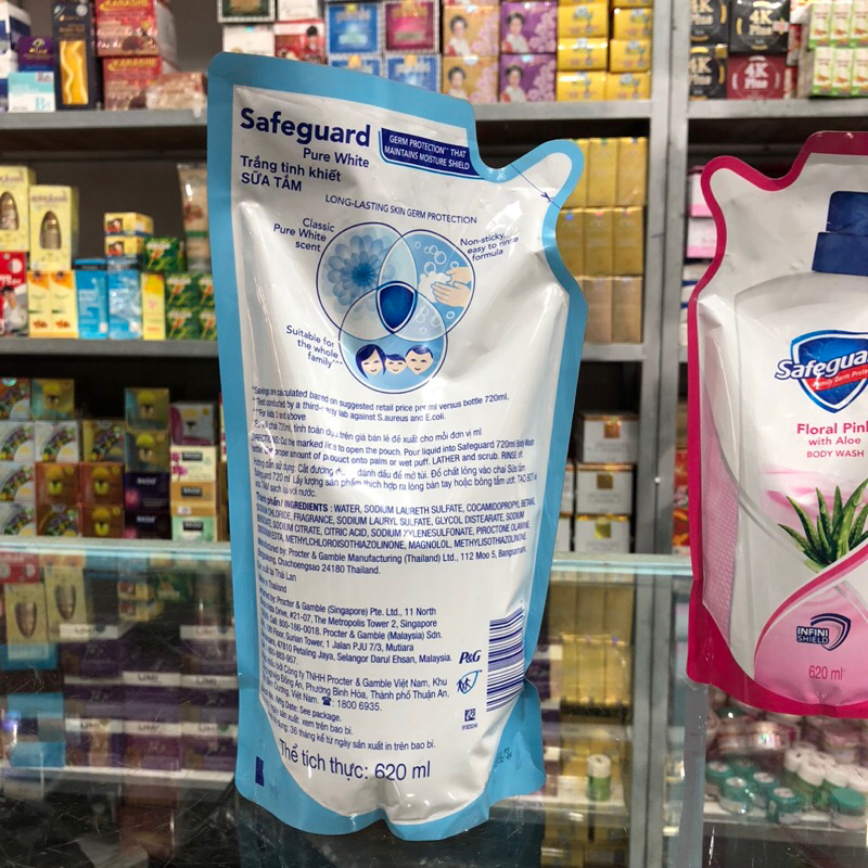 SỮA TẮM SAFEGUARD SẠCH 99,9% VI KHUẨN & DỊU NHẸ CHO DA TÚI 620ML