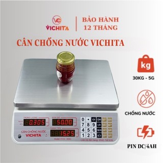 Cân Điện Tử Chống Nước Tuyệt Đối, Cân Tính Tiền VICHITA 30kg/5g Chính Hãng, Cân Hải Sản Phím Tiếng Việt Dễ Sử Dụng