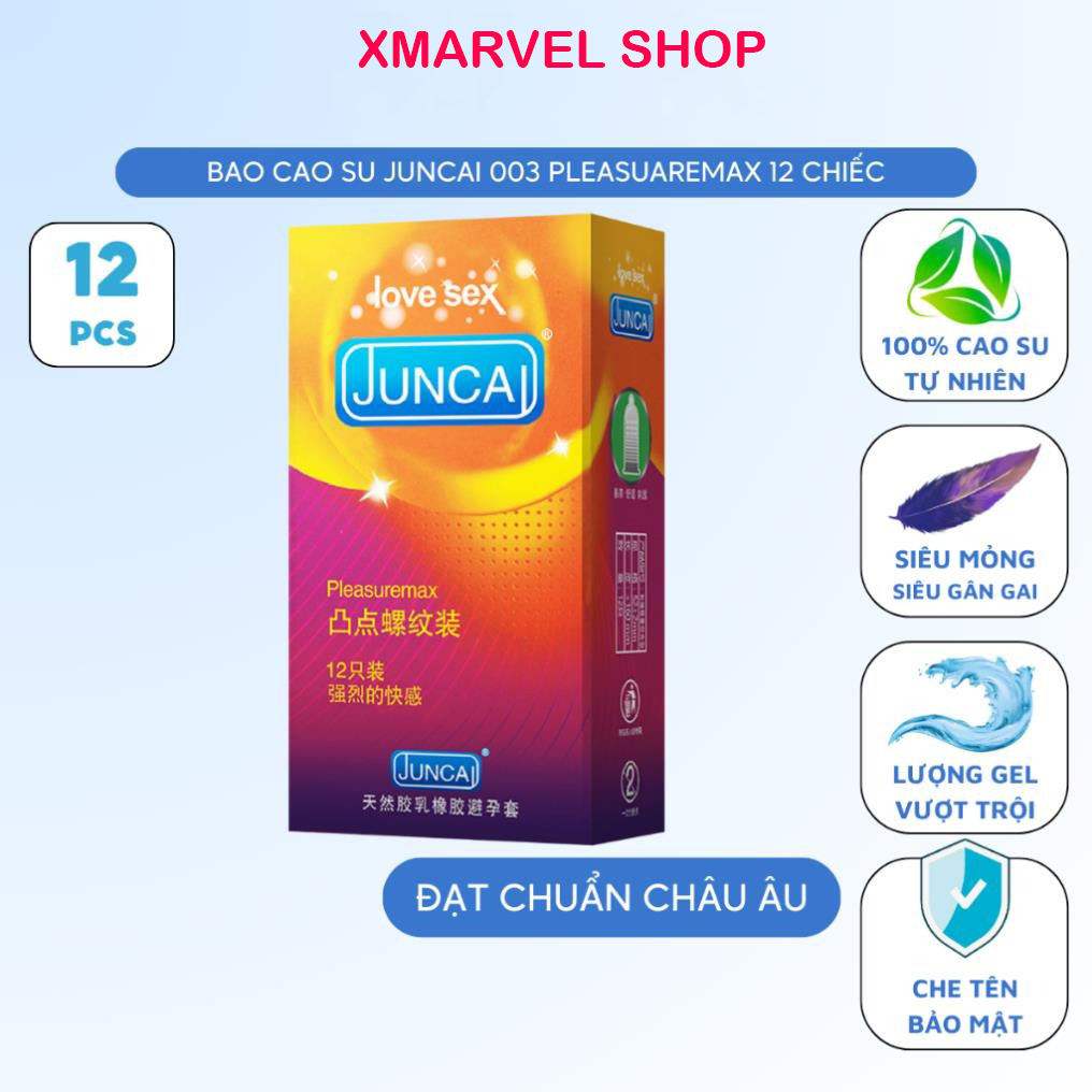 Bao cao có Gai gân Cực hưng phấn JUNCAI Plea siêu mỏng Kéo dài quan hệ Size52mm Chống xuất tinh sớm nam nữ shop XMARVEL