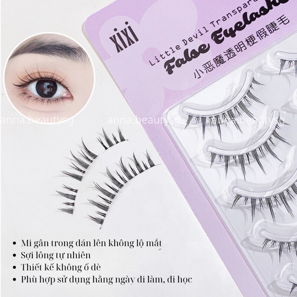 Lông mi giả gân trong tự nhiên Xixi đi học đi làm không lộ, lông mi giả dài dùng hàng ngày