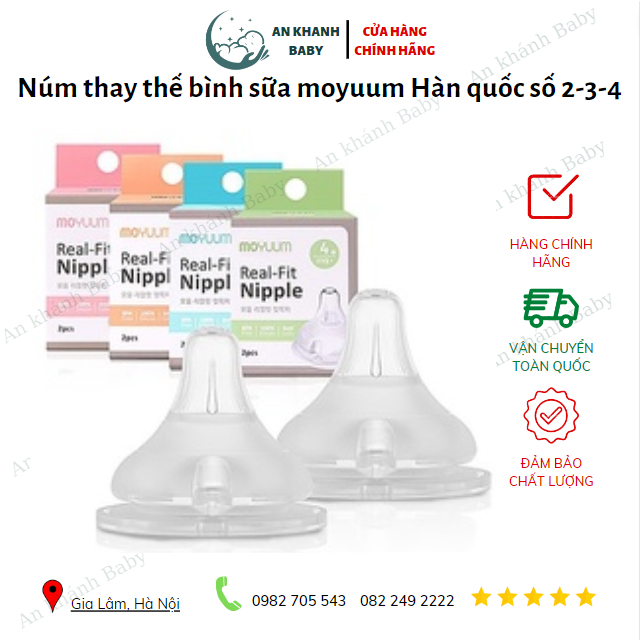 Núm thay thế bình sữa moyuum Hàn quốc số 2-3-4