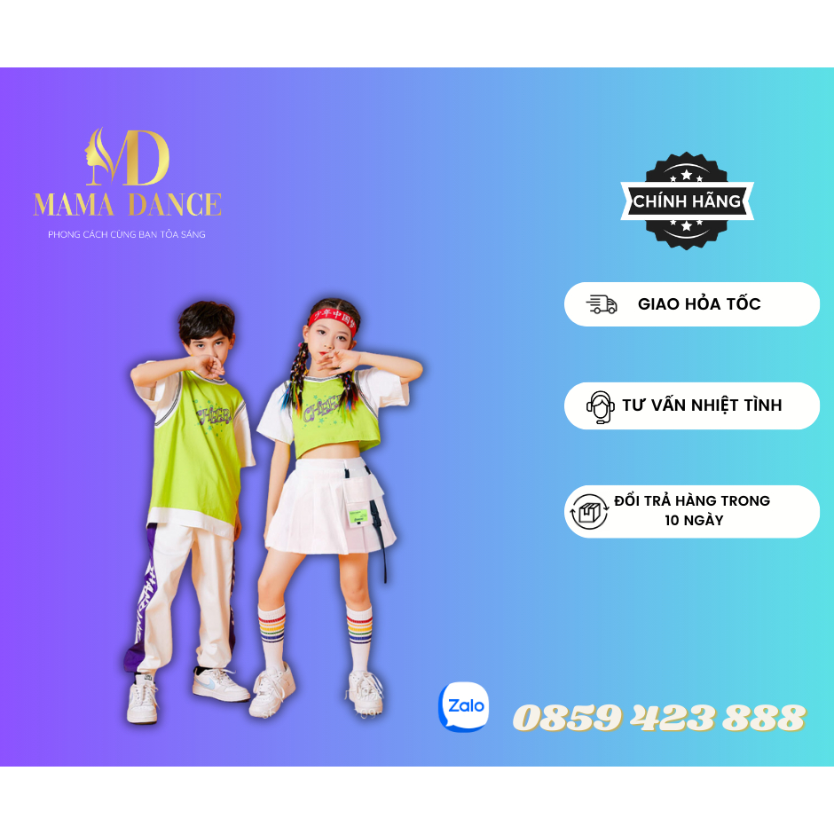 Set Đồ Nhảy Cho Bé Năng Động / Mẫu CHEERS Xanh Nam - Nữ