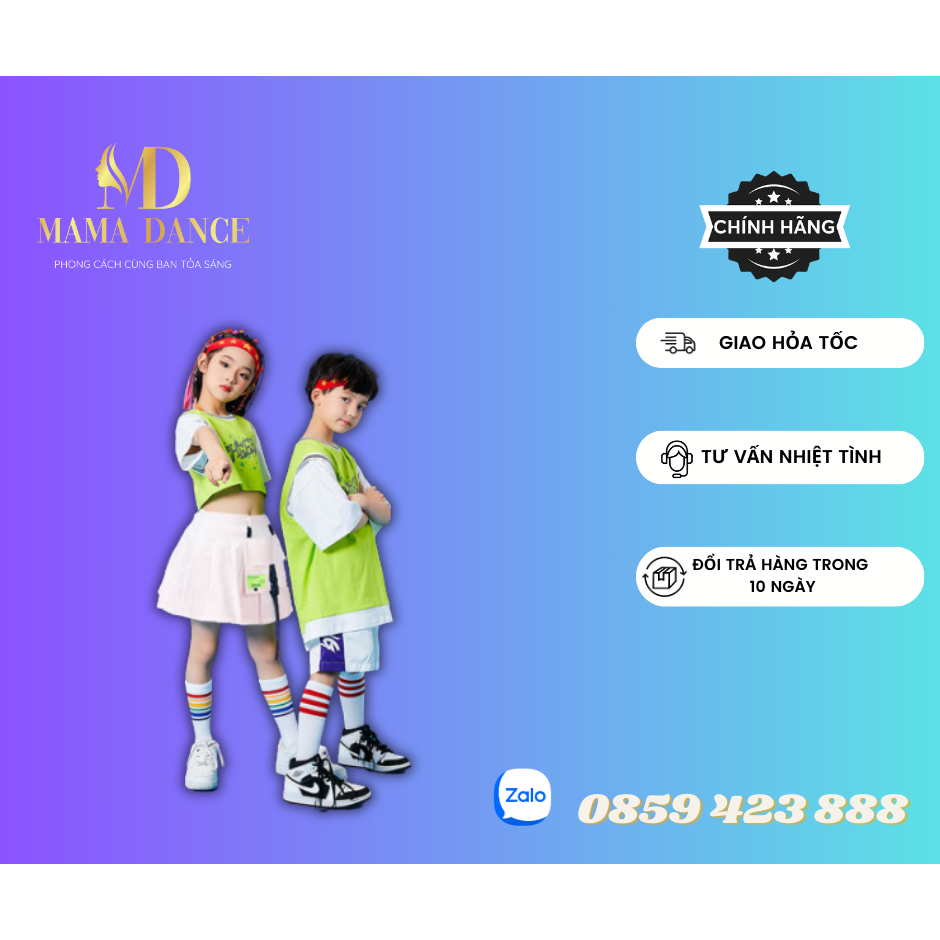 Set Đồ Nhảy Cho Bé Năng Động / Mẫu CHEERS Xanh Nam - Nữ