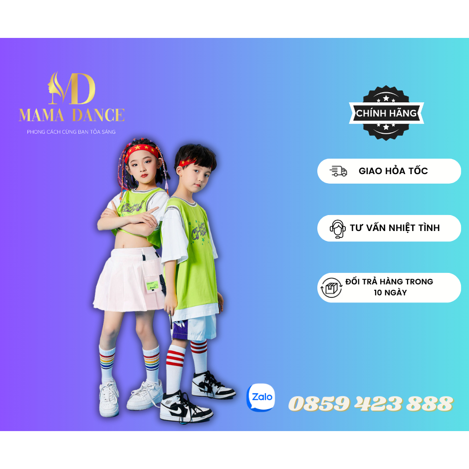 Set Đồ Nhảy Cho Bé Năng Động / Mẫu CHEERS Xanh Nam - Nữ
