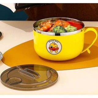 Ca mỳ, bát ăn dặm lõi inox có kèm nắp nhựa