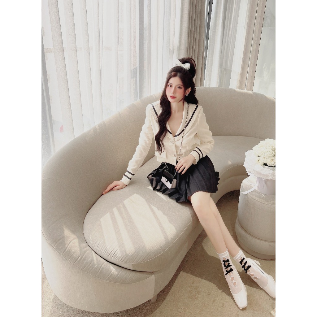 Set Áo+Chân Váy Xếp Ly Váy Đẹp Dáng Thuỷ Thủ_LERIN B72