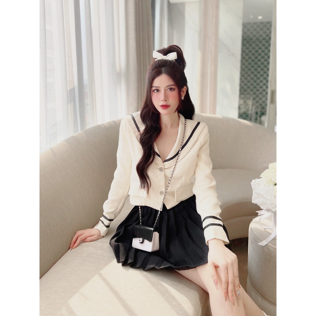 Set Áo+Chân Váy Xếp Ly Váy Đẹp Dáng Thuỷ Thủ_LERIN B72