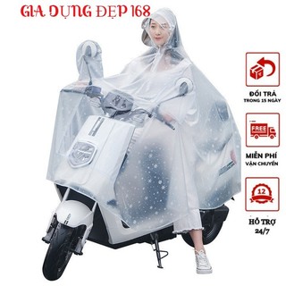 Áo mưa trong suốt tiện lợi cho mẹ và bé - Áo mưa 1 Người, 2 Người họa tiết bông tuyết siêu đẹp