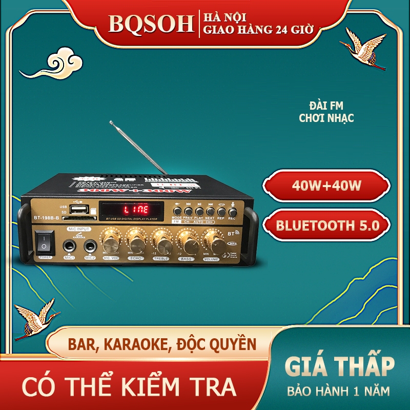 BQSOH Amply karaoke,âm ly mini bluetooth-Ghi Âm BT198B-B Cao Cấp , Hỗ Trợ Bluetooth 5.0