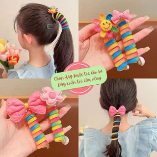 Set 2 cái kẹp tóc xoắn kiểu rainbow cho bé