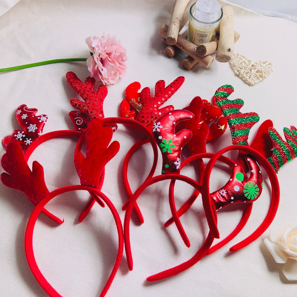 Bờm Noel, cài tóc Noel, băng đô Noel nhiều mẫu hình cây thông, sừng tuần lộc đáng yêu