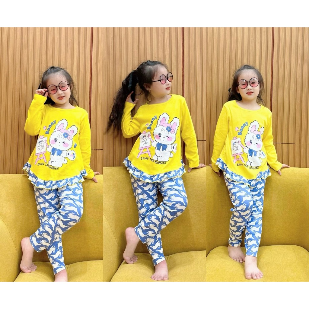 Bộ Babydoll Tay dài Quần dài chất Cotton xuất mềm đẹp hoạt hình cho bé từ 10 - 23 ký - Quần áo trẻ em - Pikakid's