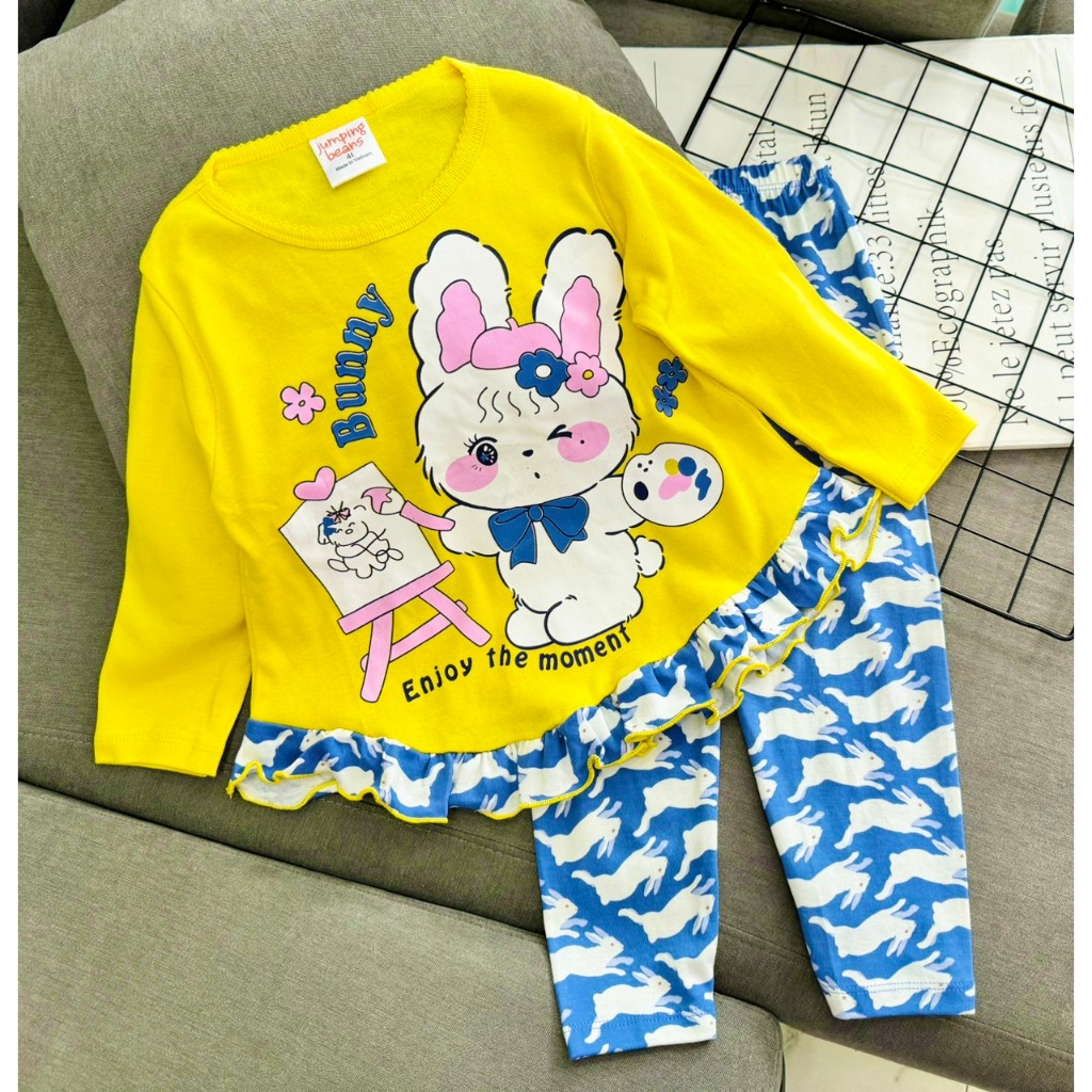 Bộ Babydoll Tay dài Quần dài chất Cotton xuất mềm đẹp hoạt hình cho bé từ 10 - 23 ký - Quần áo trẻ em - Pikakid's