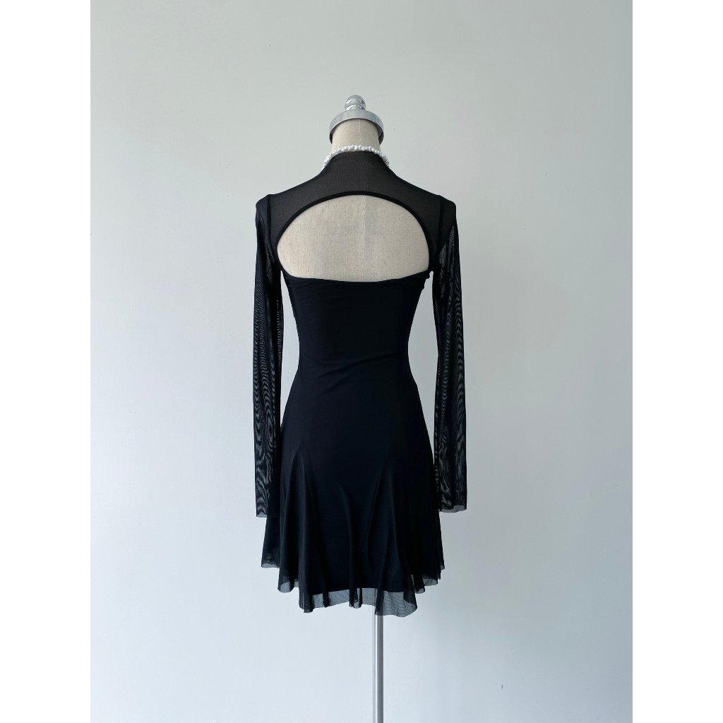 Đầm body quyến rũ Viibodysuit , đầm mini hai dây phối lưới tay loe dài 2K thanh lịch cho nữ | JOI Dress | Secodee