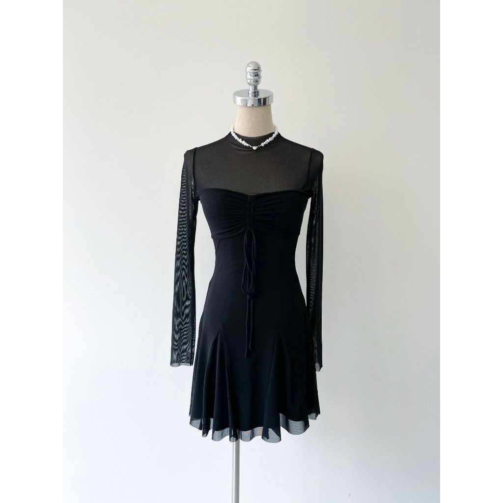 Đầm body quyến rũ Viibodysuit , đầm mini hai dây phối lưới tay loe dài 2K thanh lịch cho nữ | JOI Dress | Secodee