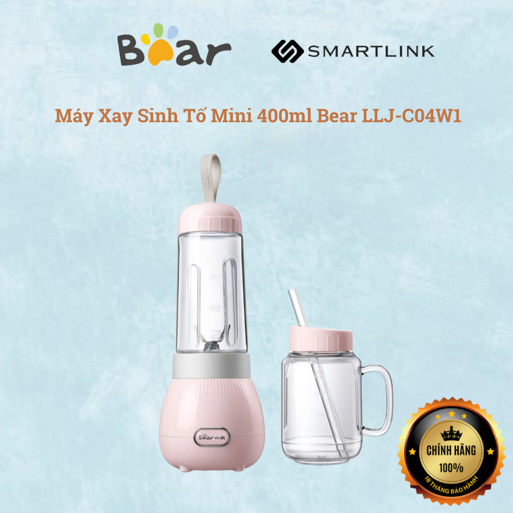 Máy Xay Sinh Tố Mini 400ml Bear LLJ-C04W1 - Hàng Chính Hãng Hồng