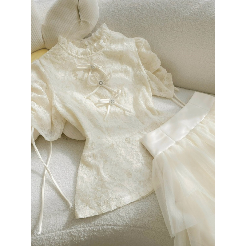 ❤️Set áo ren váy tầng kèm hình thật