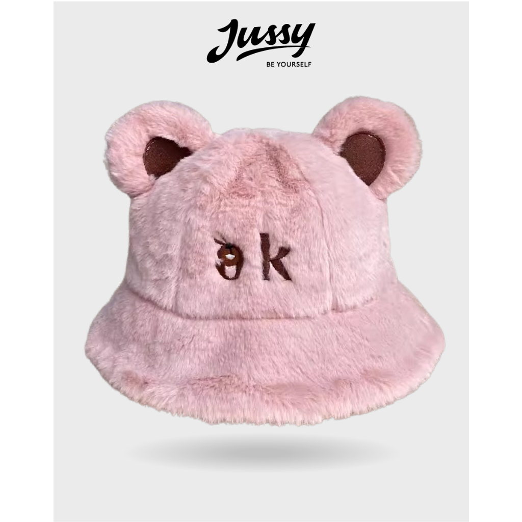 Mũ Len Lông OK JML24 Jussy Official Mũ Tai Gấu Trùm Đầu Giữ Ấm Chất Lông Dày Mịn Kiểu Nón Tai Bèo Hàn Quốc