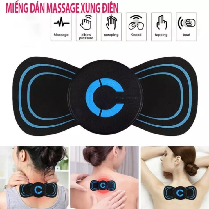 Miếng dán massage xung điện cổ vai gáy, bắp tay, lưng 10 chế độ mát-xa, pin sạc, Máy massage mini toàn thân