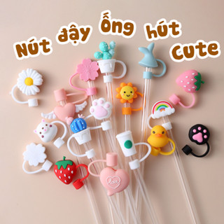 Nắp đậy ống hút silicon 3D hoạt hình dễ thương, straw topper nút đậy ống hút chống bụi nhiều màu