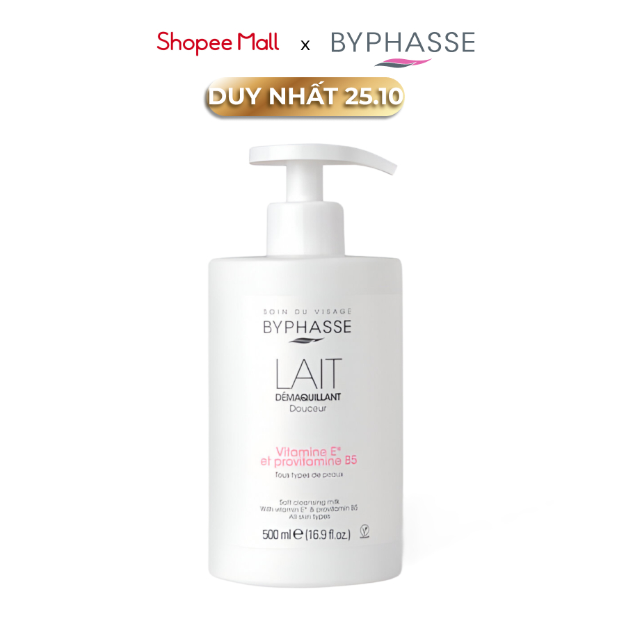 Sữa tẩy trang dịu nhẹ cho mọi loại da BYPHASSE SOFT CLEANSING MILK ALL SKIN TYPES (PUMP) 500ml