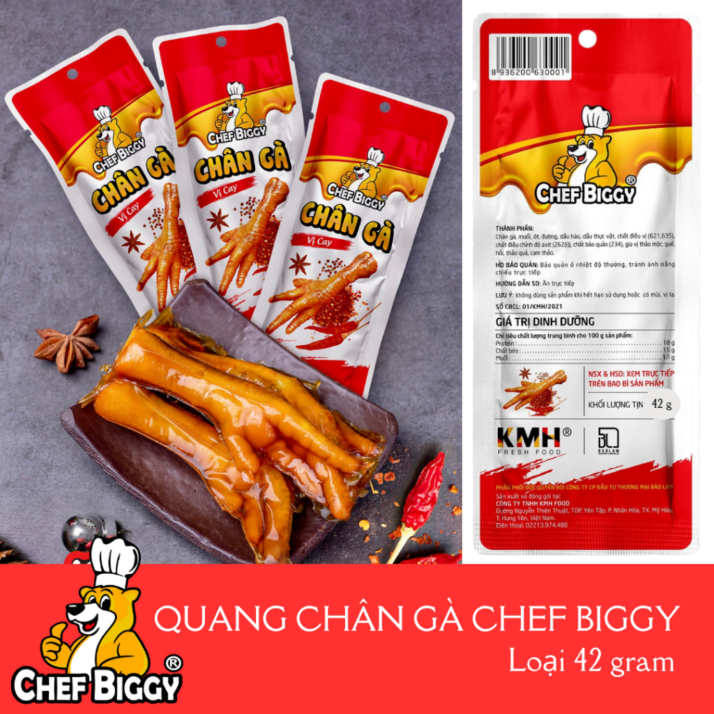 Loại mới 42 gram Combo 10 Chiếc Chân Gà CHEF BIGGY Vị Cay, Mật Ong 42g