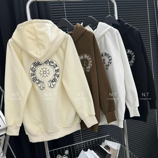Áo Khoác Nỉ Chorme Heat Thập Nổi 2 Mặt ❤ Áo Hoodie Khóa Kéo Dày Dặn Dáng Rộng Nam Nữ NVA708