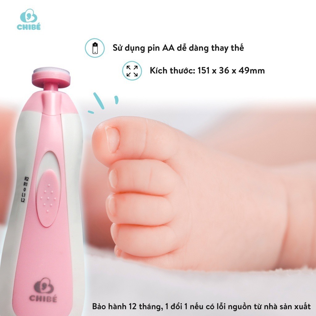 Máy Mài Dũa Móng Tay Cho Bé Chibe CB015 Kèm 6 Đầu Thay Thế - BH 12 Tháng
