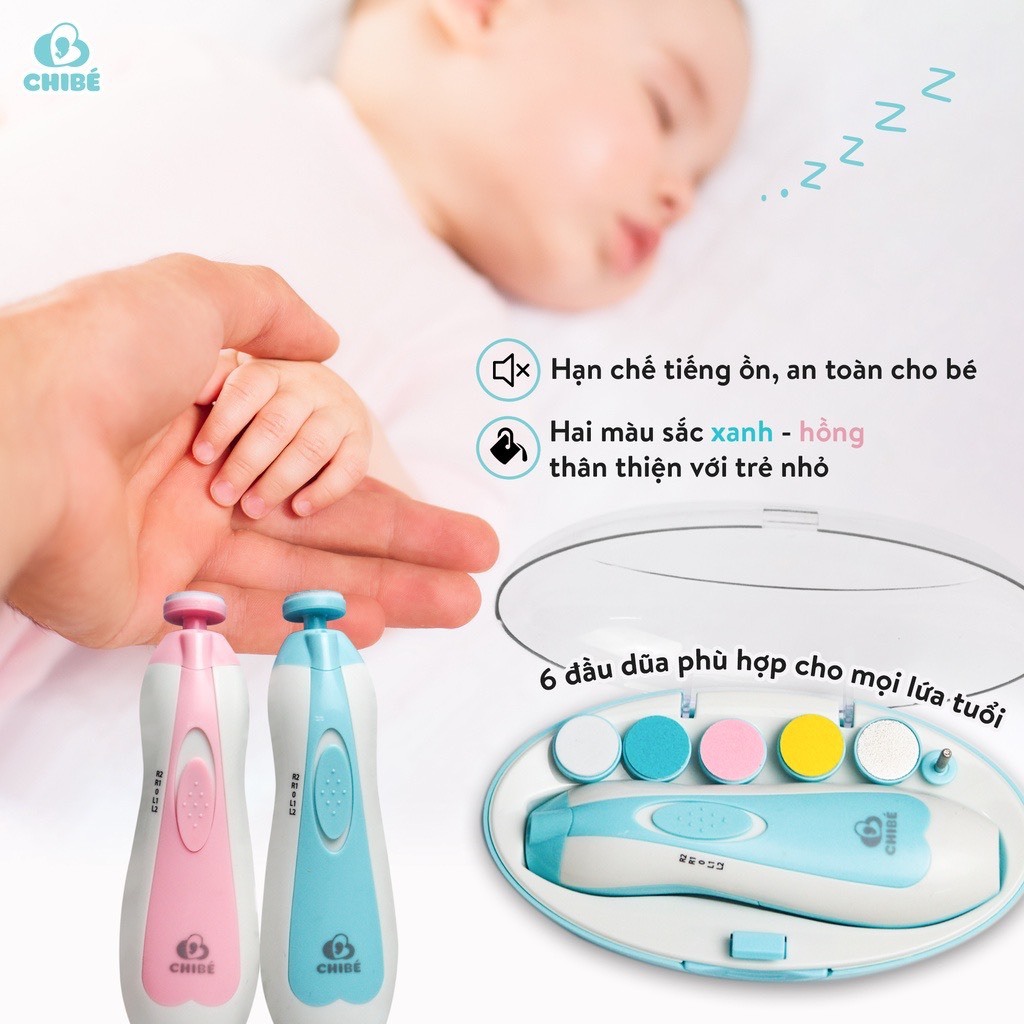 Máy Mài Dũa Móng Tay Cho Bé Chibe CB015 Kèm 6 Đầu Thay Thế - BH 12 Tháng