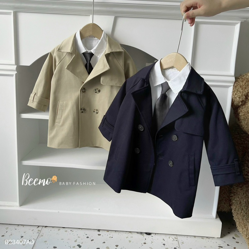 ÁO KHOÁC MĂNG TÔ KAKI 4 KHUY CHO BÉ
