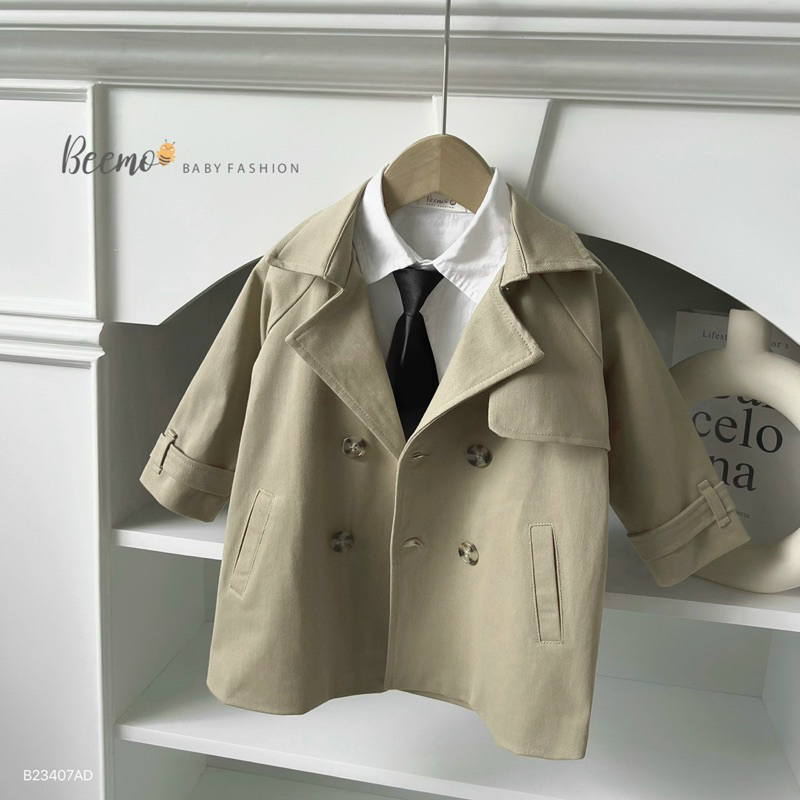 ÁO KHOÁC MĂNG TÔ KAKI 4 KHUY CHO BÉ