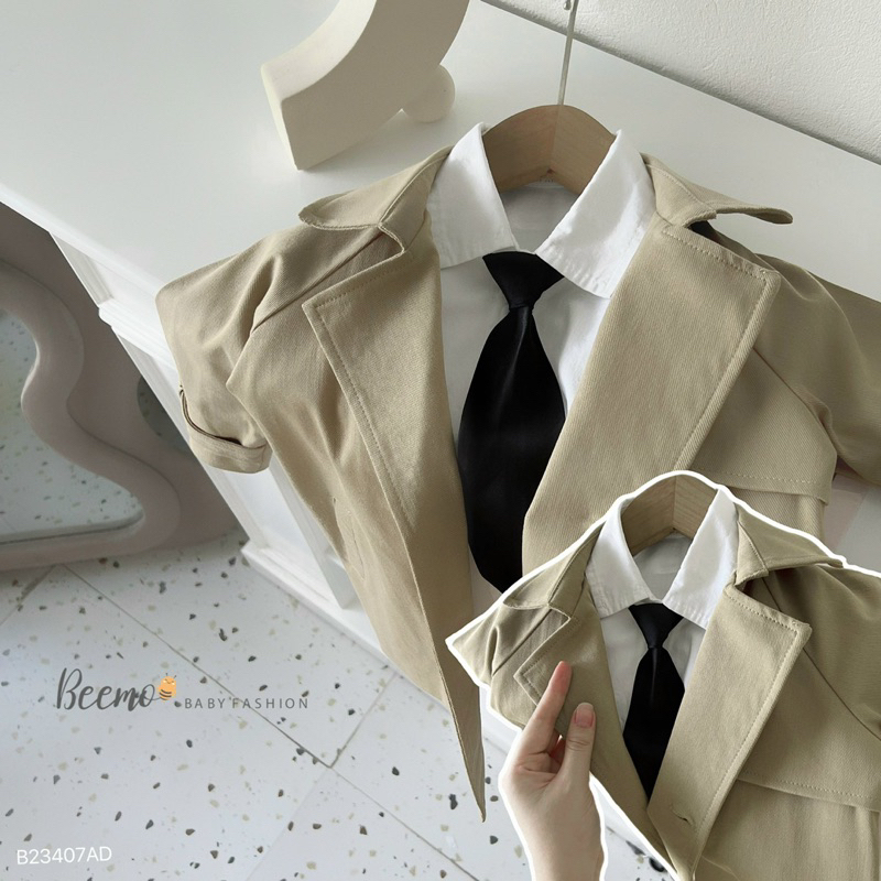ÁO KHOÁC MĂNG TÔ KAKI 4 KHUY CHO BÉ