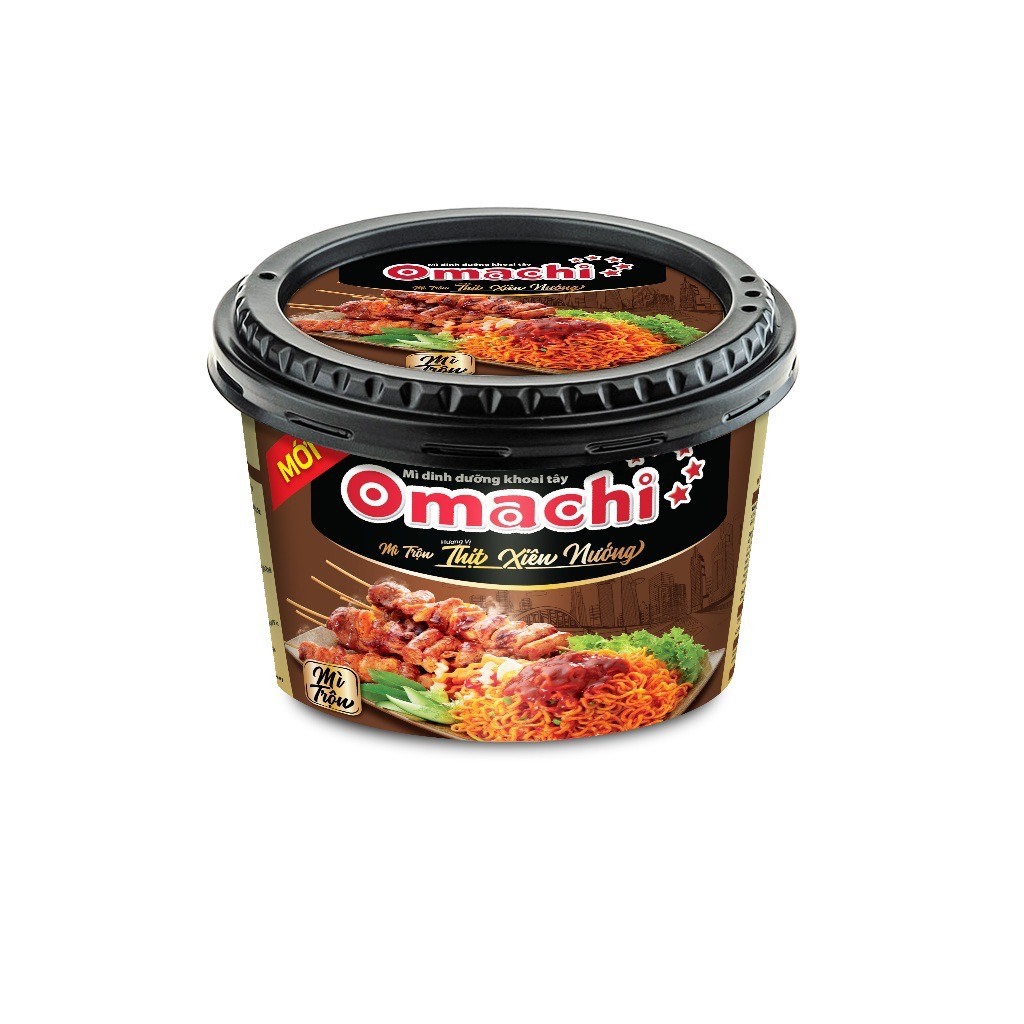 Mì bát OMACHI - mì bát trộn thịt xiên nướng, xốt Spaghetti bò bằm cà chua thêm gói phô mai - mì bát Omachi 95g