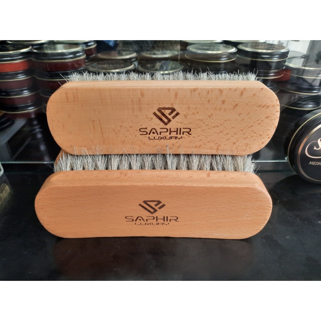 Bàn chải đánh giày lông ngựa chuyên dụng Saphir Luxury  loại to dài 20,5cm