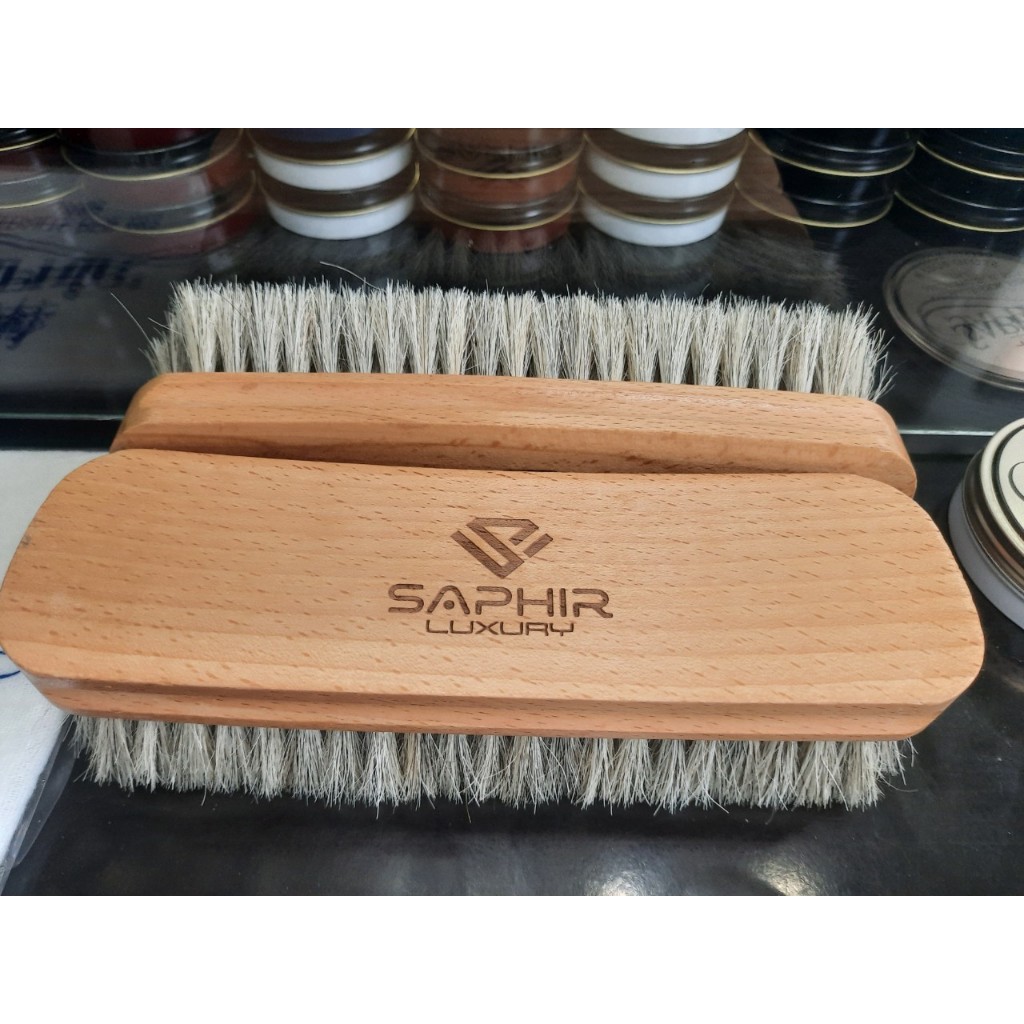 Bàn chải đánh giày lông ngựa chuyên dụng Saphir Luxury  loại to dài 20,5cm