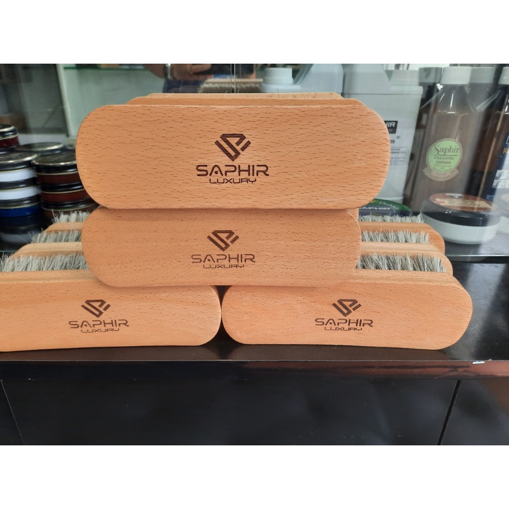 Bàn chải đánh giày lông ngựa chuyên dụng Saphir Luxury  loại to dài 20,5cm