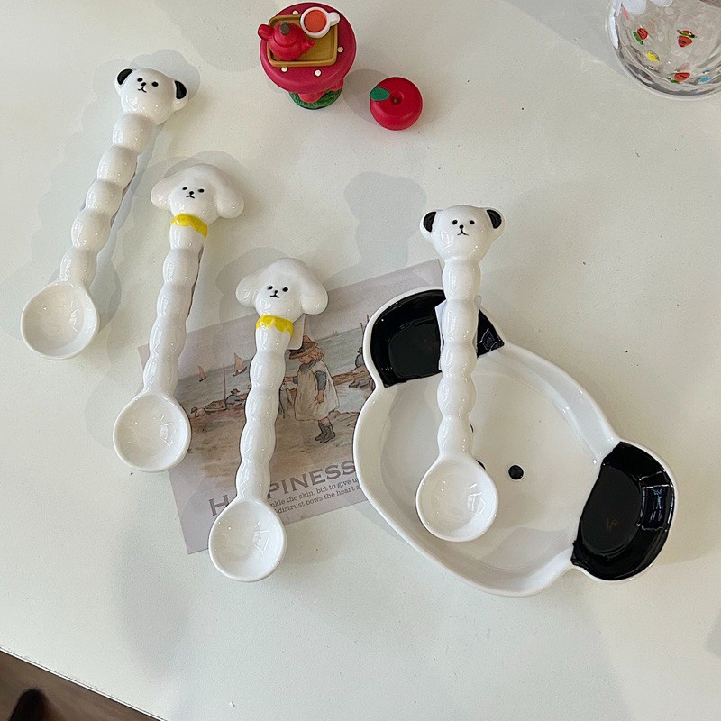Đĩa - muỗng sứ cún poodie/cún tai đen