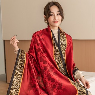 Khăn lụa dài choàng cổ viền beo sang trọng kích thước 90x180cm THYTHY STORE