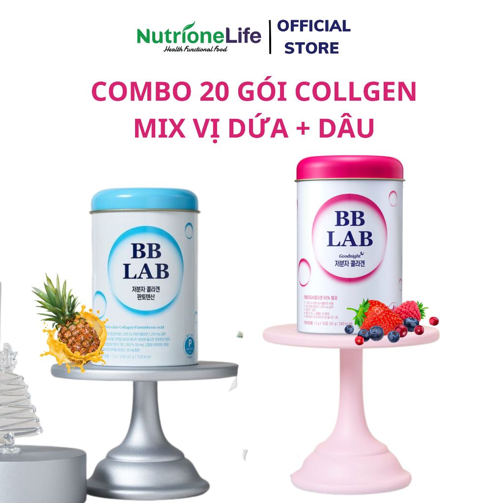Combo 20 Gói Collagen Mix Vị Dứa + Dâu Da Căng Bóng, Chậm Lão Hóa