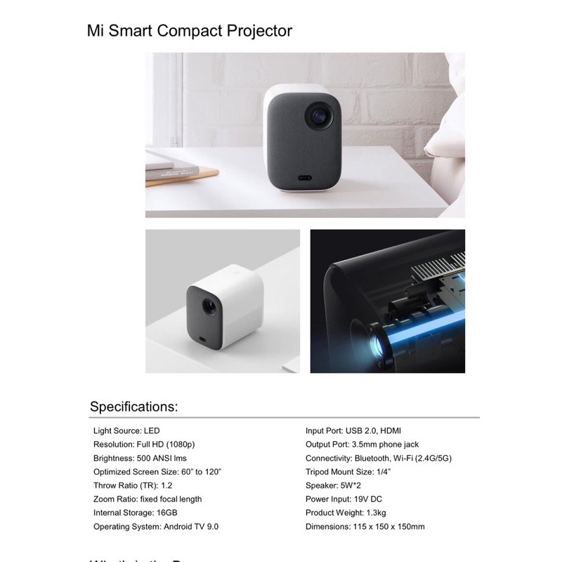 Máy chiếu Xiaomi Mi Smart Compact Projector FullHD New seal