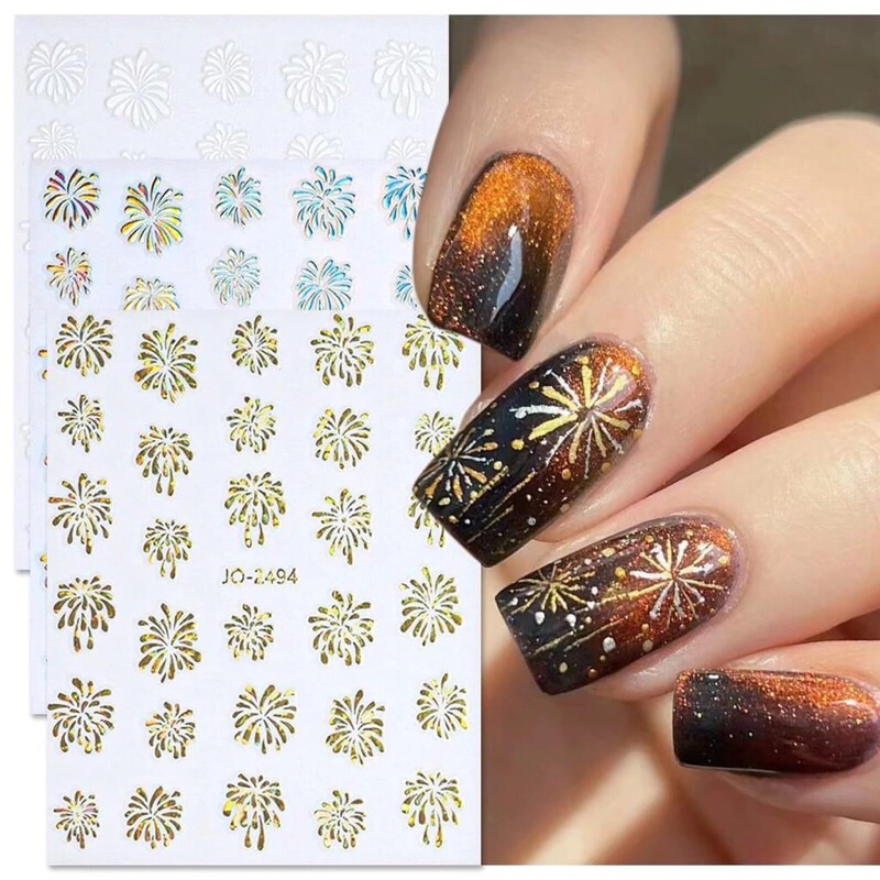 Sticker pháo hoa nail dán móng / sticker pháo bông nail dán móng / sticker dán móng hình pháo hoa