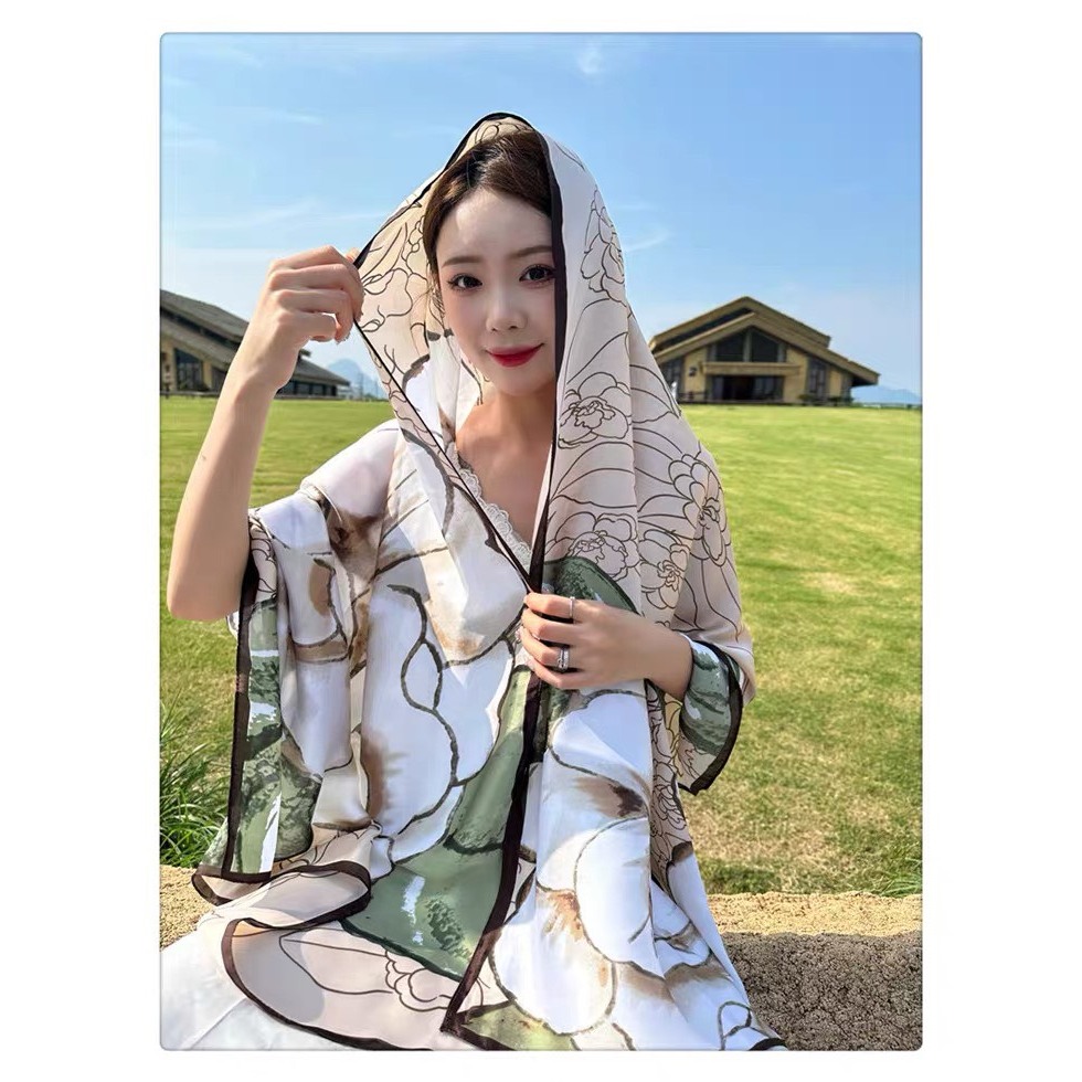 Khăn choàng lụa dài màu sắc 90x180cm thy thy store