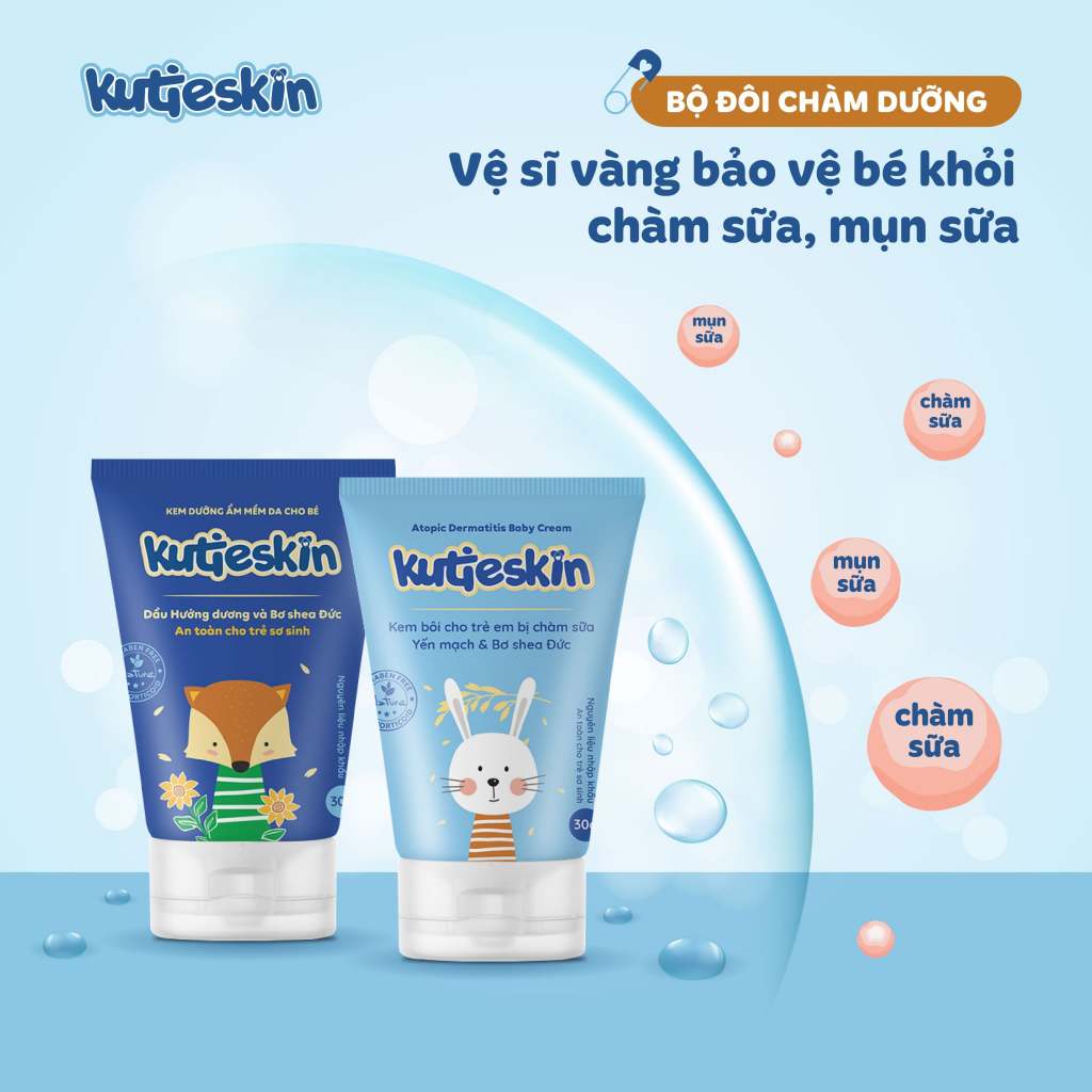 [Mã INBAU252 giảm 25K đơn 149K] Combo Kem chàm sữa và Kem dưỡng ẩm Kutieskin