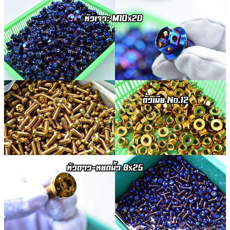 Óc đĩa và bắt heo dầu màu titan và màu vàng và mày Salaya đủ các siz cho xe máy.