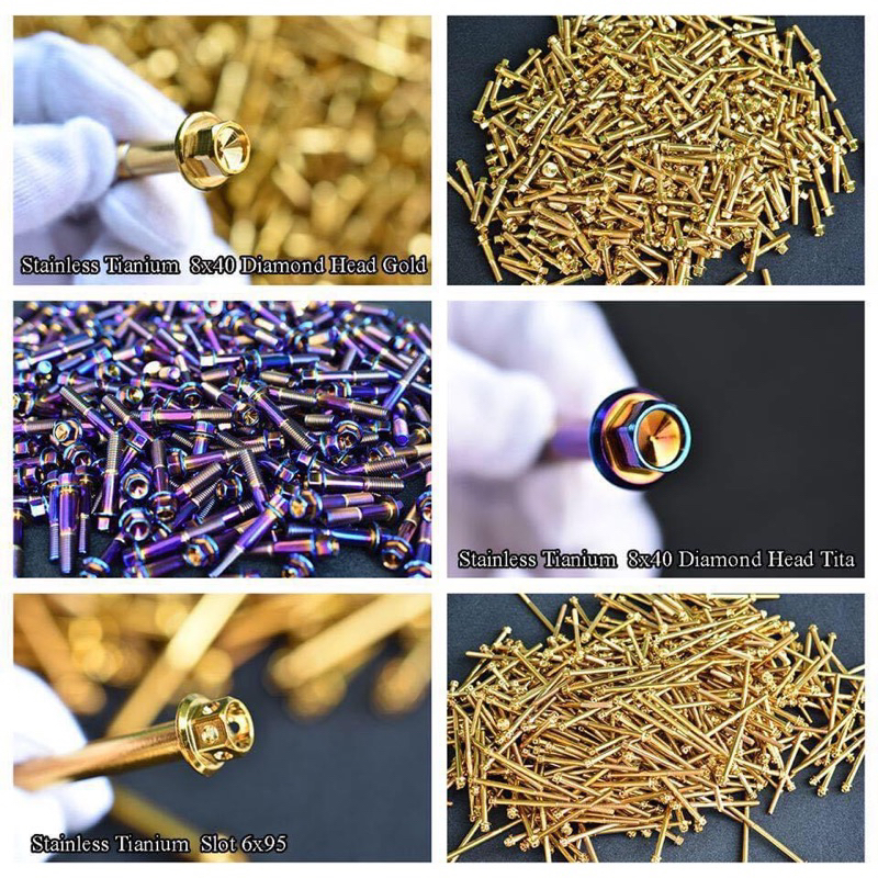 Óc đĩa và bắt heo dầu màu titan và màu vàng và mày Salaya đủ các siz cho xe máy.